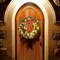 16 Inch Pre-lit Christmas Wreath with Hook, Battery Operated Christmas Wreath Decorative Christmas Balls Hanging Ornament, Artificial Door Wreath 40 Clear LED Lights